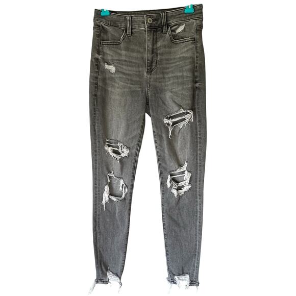 American Eagle Gray Next Level Stretch Super High Rise Jean Jegging Size 4 Short - Picture 1 of 13